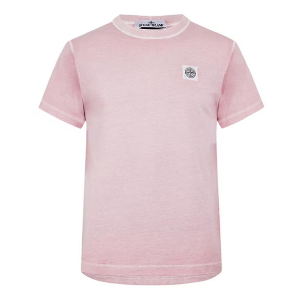 Stone Island Garment Dyed Logo T Shirt Pink Stone Island