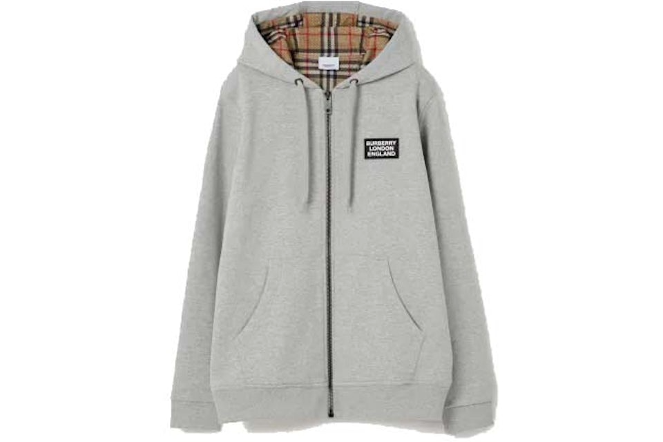 Burberry London Check Zip Hoodie Grey