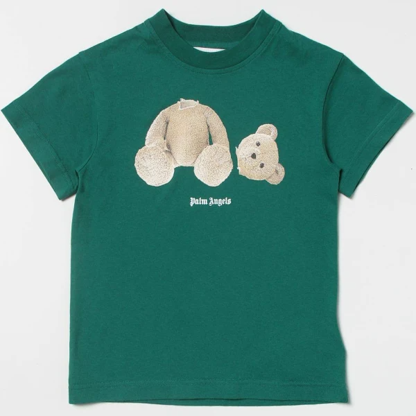 Kids Palm Angels Teddy Bear T Shirt Green Palm Angels Kids