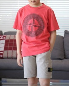 Kids Stone Island Compass T Shirt Red