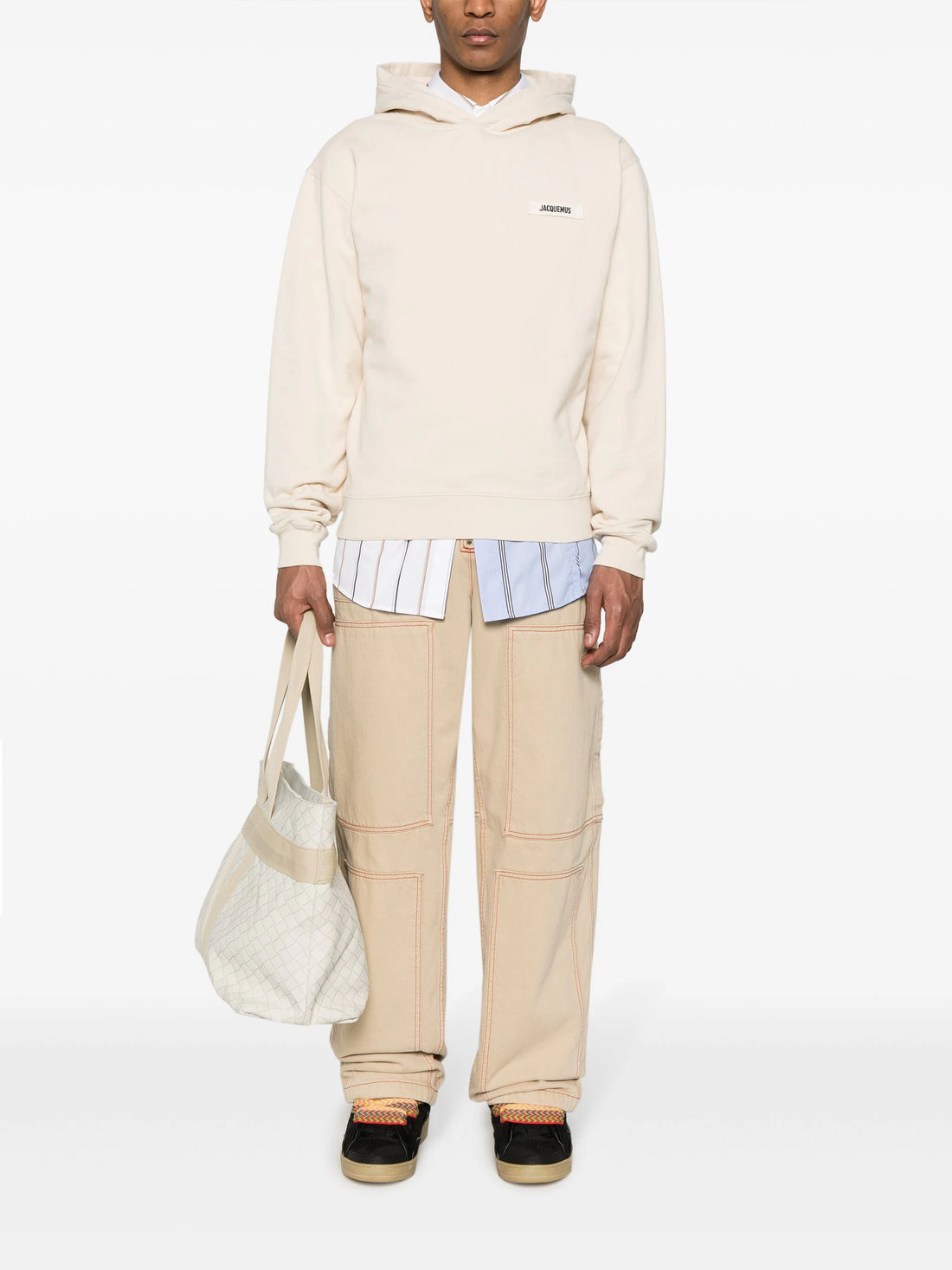Jacquemus The Gros Grain Logo Hoodie Beige