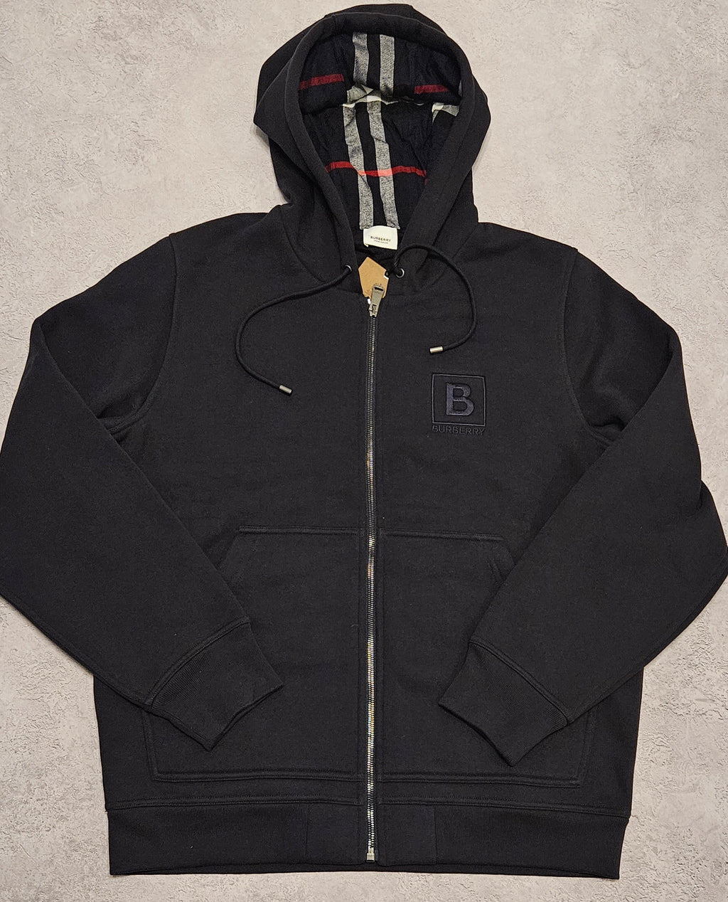 Burberry Check Zip Hoodie Navy Burberry