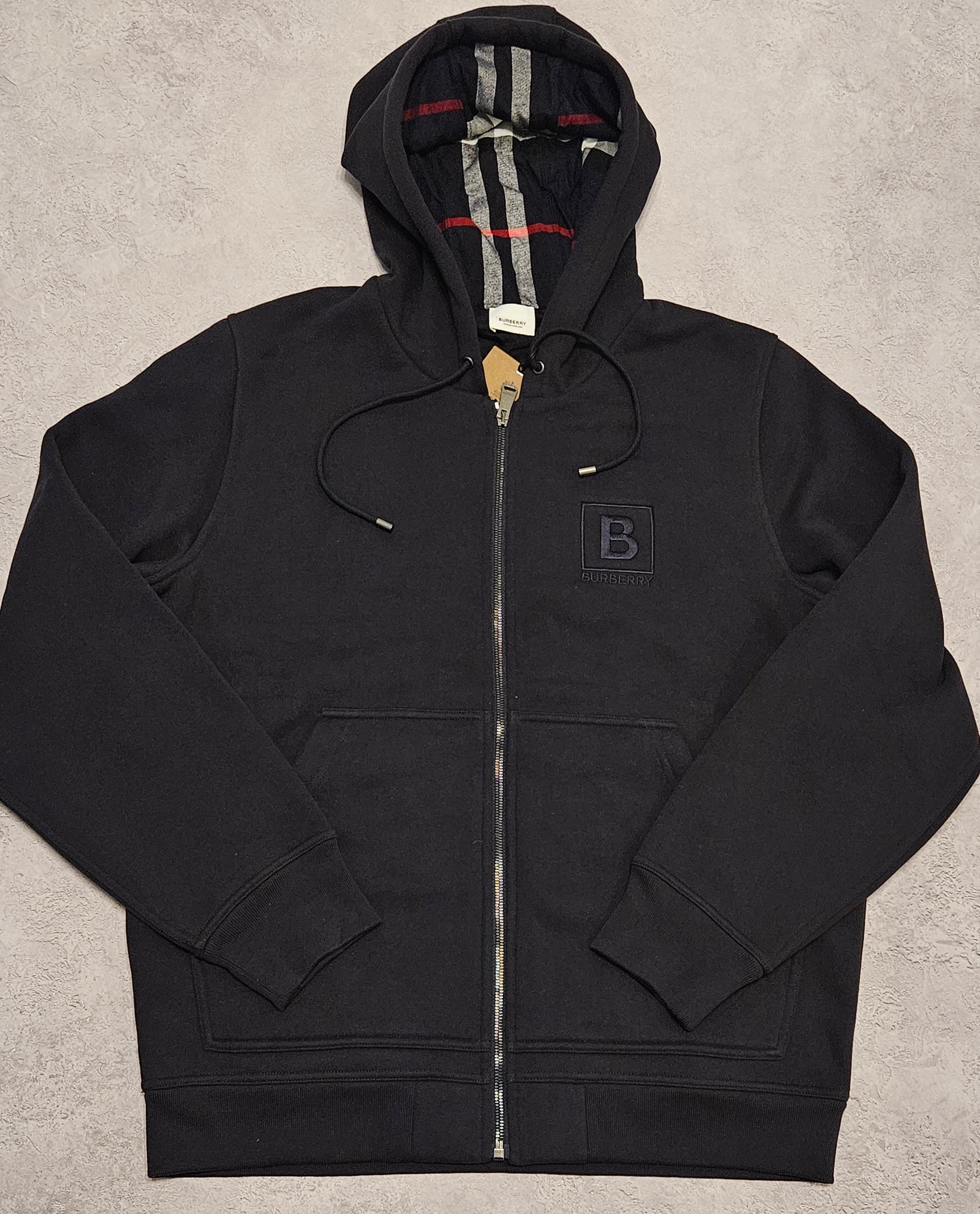 Burberry Check Zip Hoodie Navy Burberry