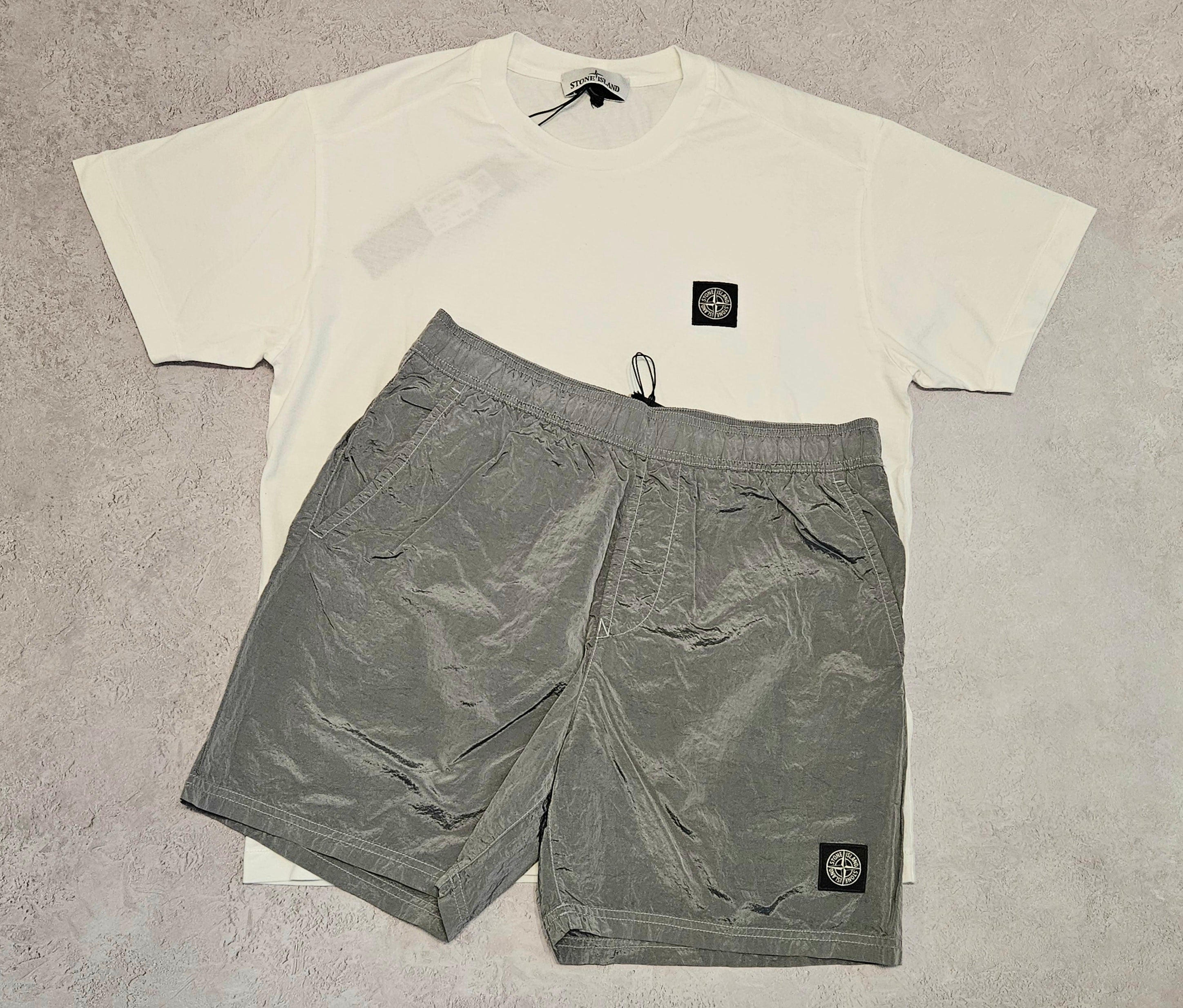 Stone Island Shorts Set White/Off Grey Stone Island