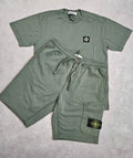 Stone Island Patch Shorts Set Muschio Stone Island