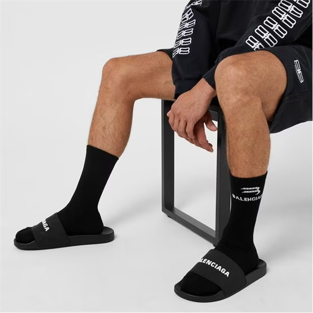 Balenciaga Logo Sliders Black Balenciaga