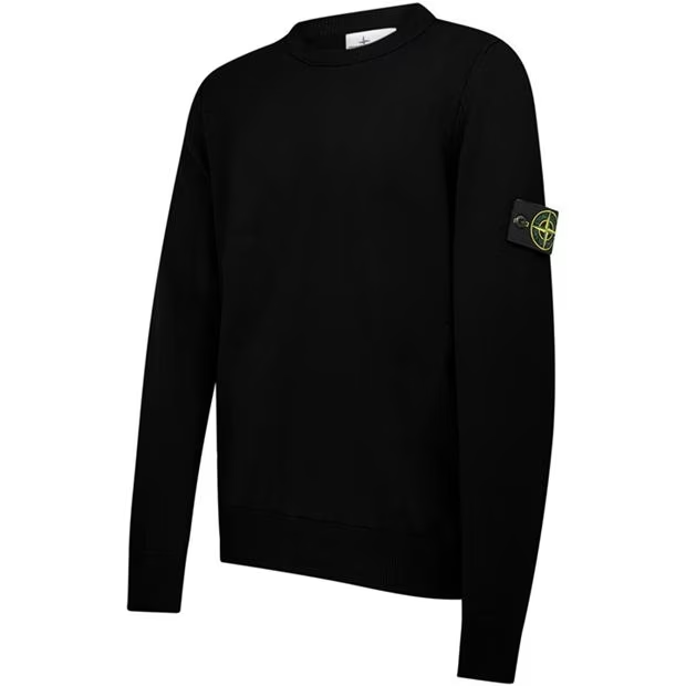 Stone Island Knit Logo Jumper Black Stone Island