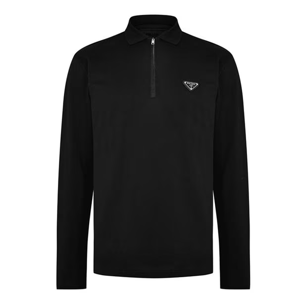 Prada Nylon Zip Long Polo Black