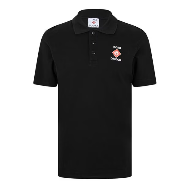 Casablanca Logo Piqué Polo Shirt Black