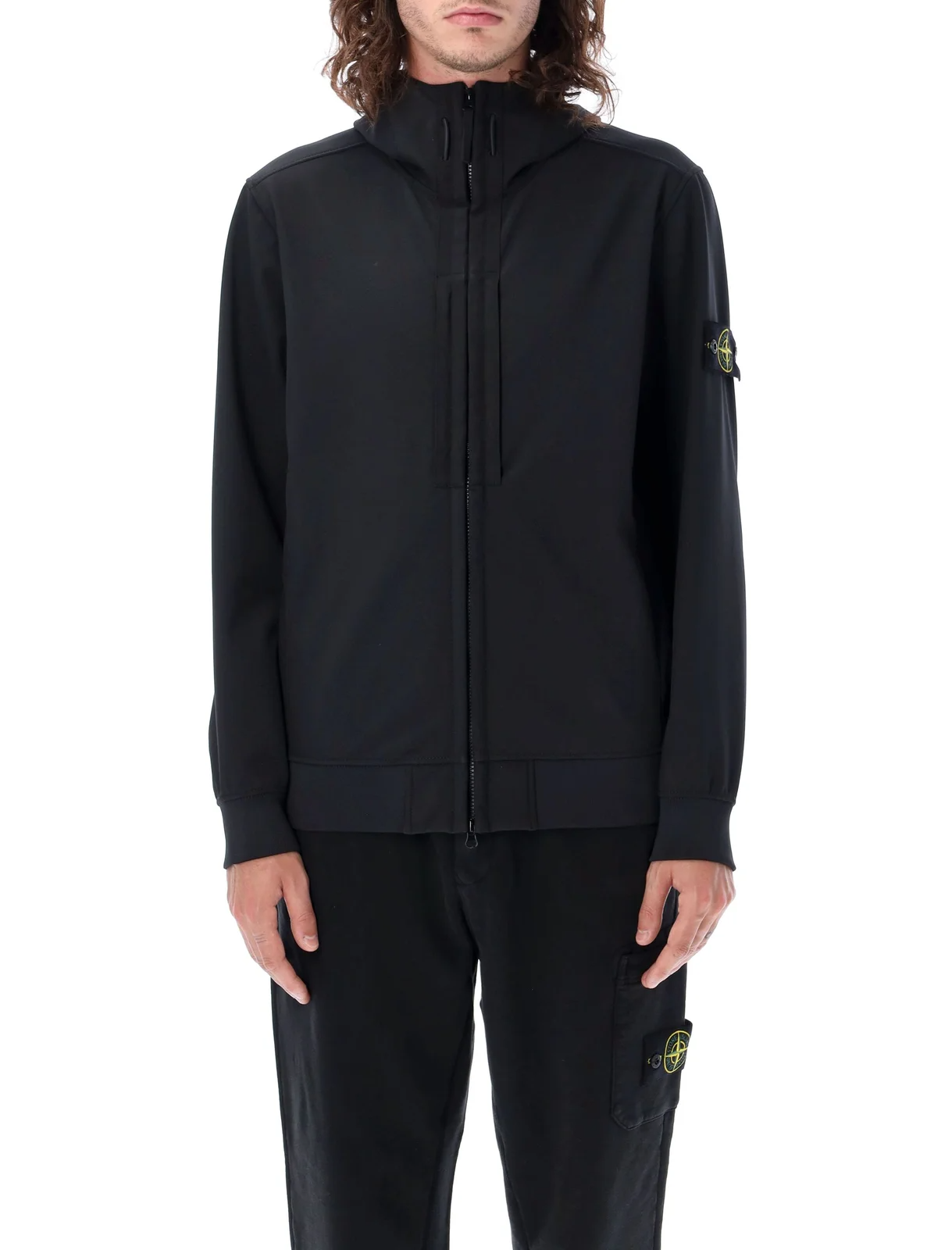Stone Island Hooded Soft Shell Jacket Black