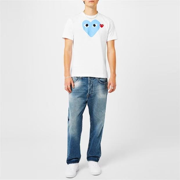 Comme Des Garçons Play Logo T Shirt Blue