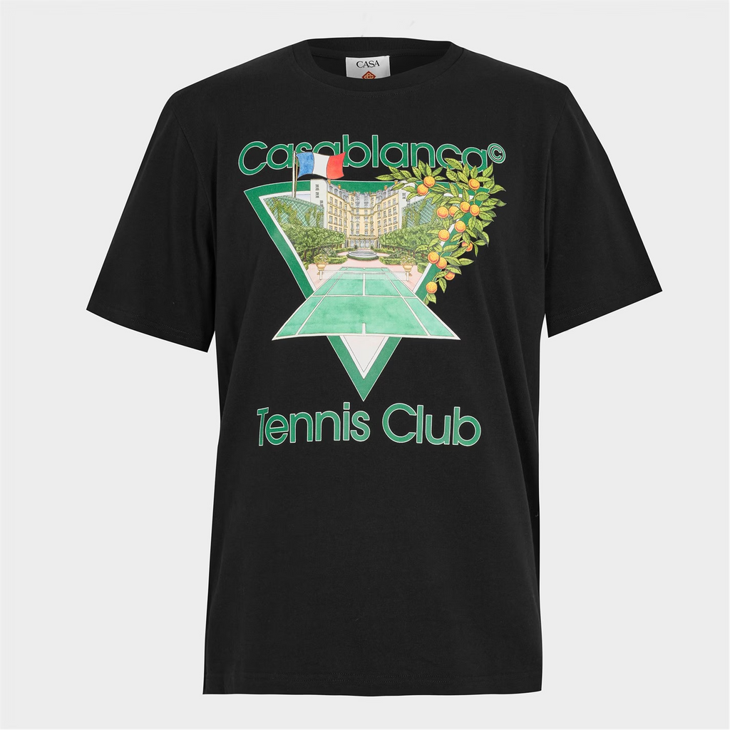 CASABLANCA Tennis Club Icon T-Shirt Black - Klay Designerwear CASABLANCA Tennis Club Icon T-Shirt Black - Klay Designerwear