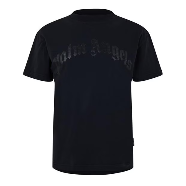 Palm Angels Curved Logo T Shirt Black Palm Angels