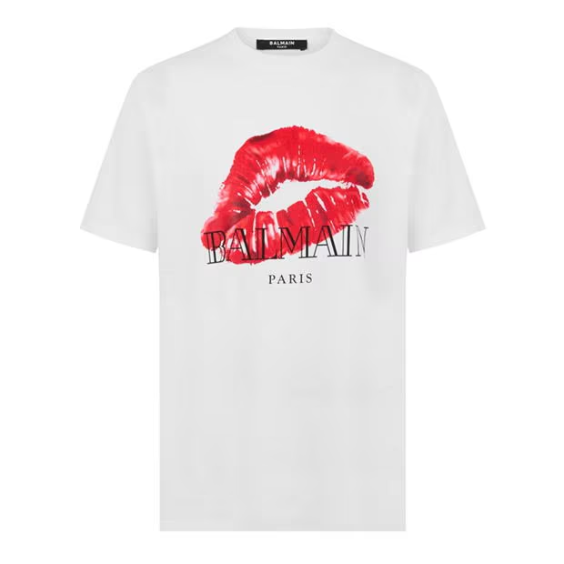 Balmain Kiss Logo T-Shirt White Balmain