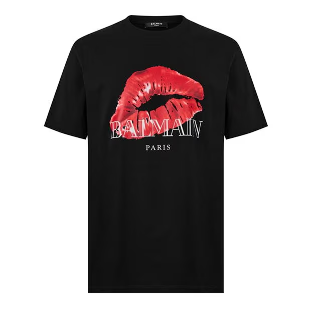 Balmain Kiss Logo T-Shirt Black Balmain