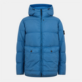 STONE ISLAND Crinkle Reps Hooded Down Jacket Blue