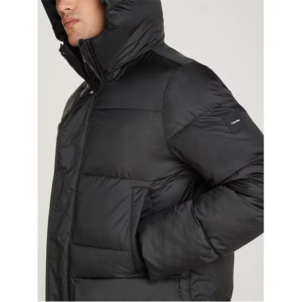 Calvin Klein LONG HOODED QUILT PUFFER MW