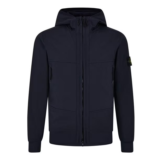 Stone Island Hooded Soft Shell Jacket Navy