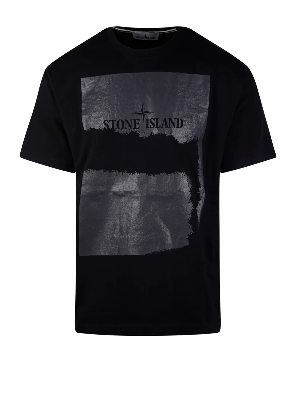 Stone Island Cracked Print T Shirt Black Stone Island