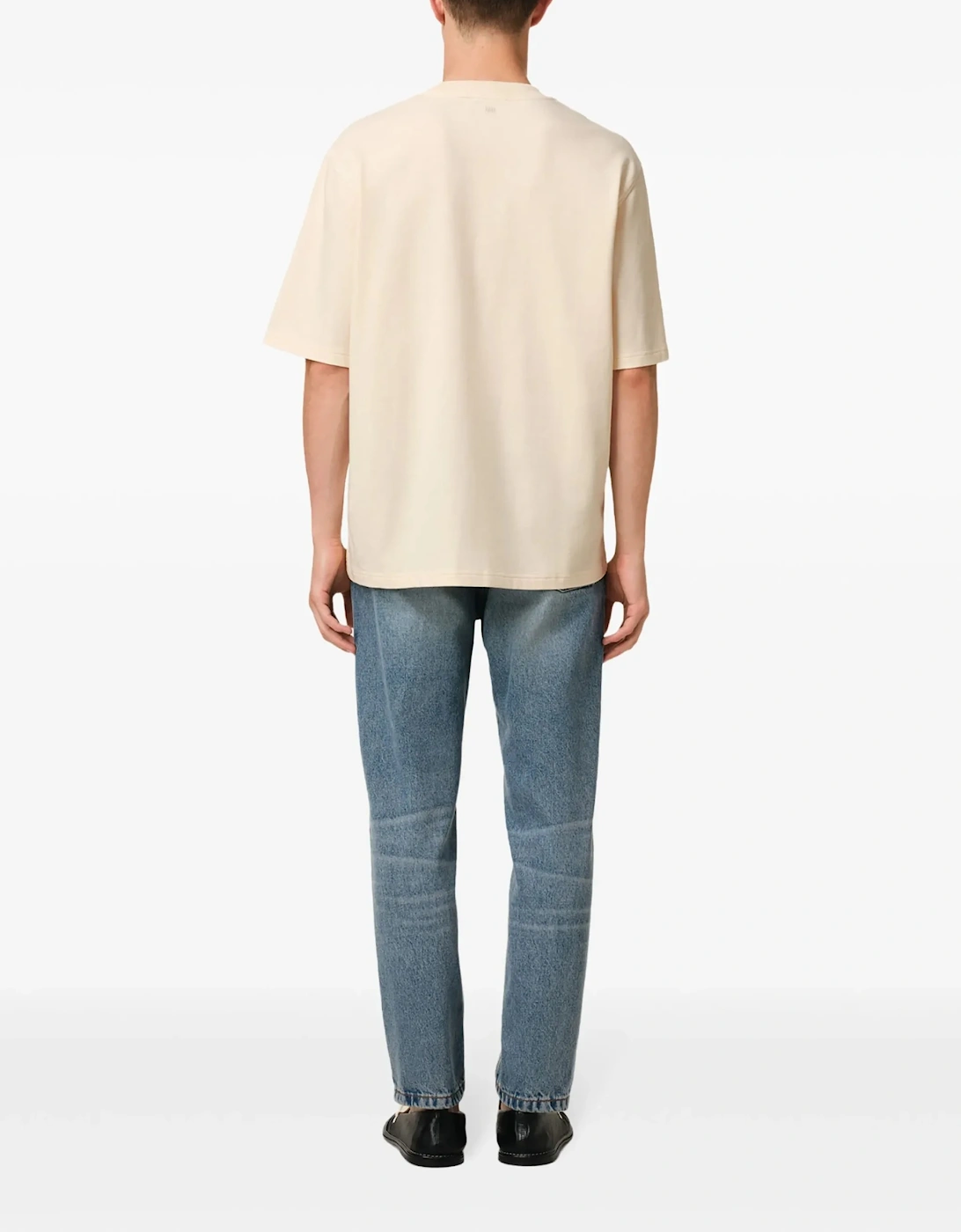 Ami Paris 'Ami de Coeur' Red Patch T-Shirt Beige