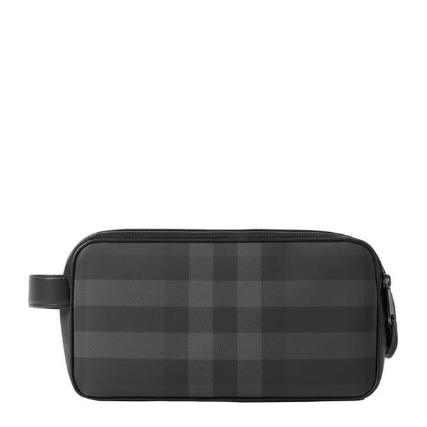 Burberry Check Wash Bag Charcoal Burberry