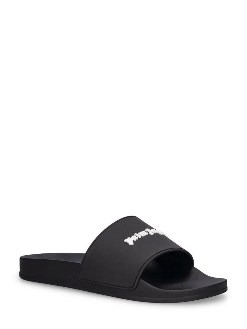 Palm Angels Monogram Sliders Black Palm Angels