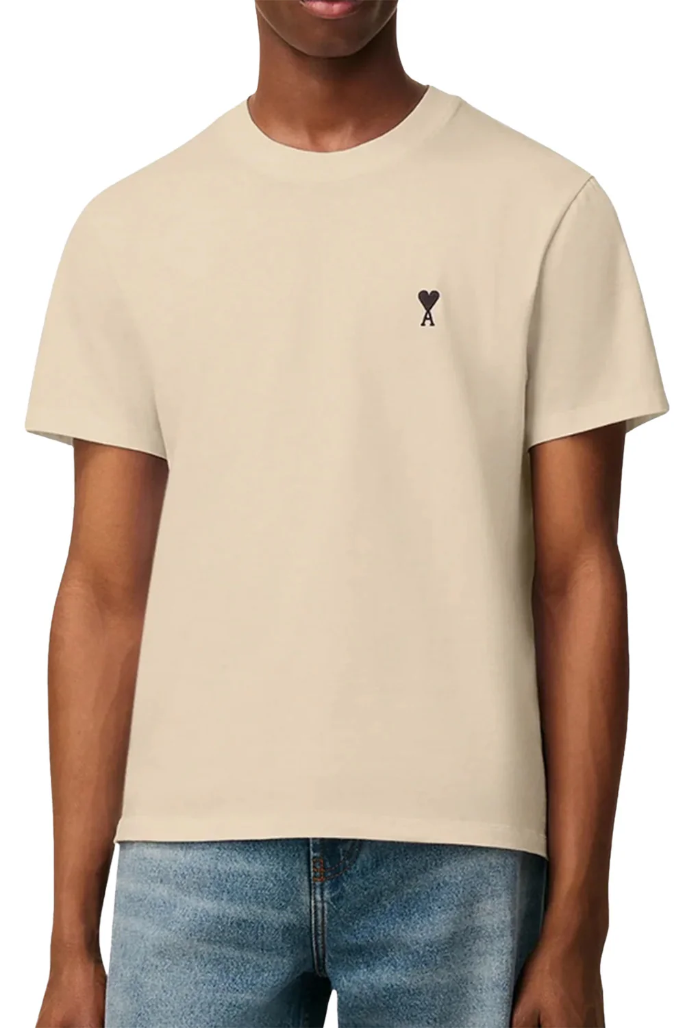 Ami Paris 'Ami De Coeur' Heart T-Shirt Creme