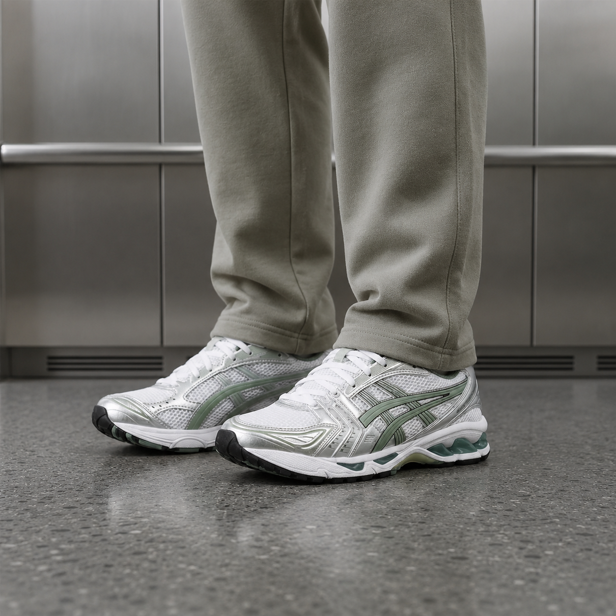 ASICS Gel-Kayano 14 White Pure Silver Slate Grey Sage