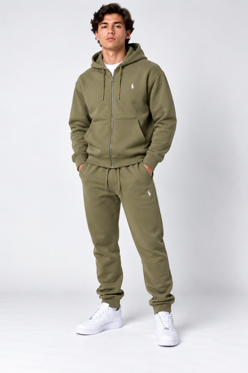 Ralph Lauren Zip Hoodie Full Tracksuit Olive