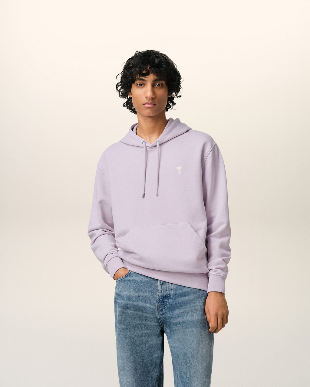 Ami Paris Logo Hoodie Lilac