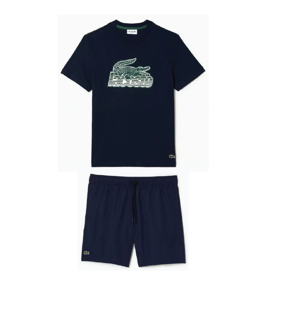 Lacoste Logo Print Swim Shorts Set Navy Lacoste