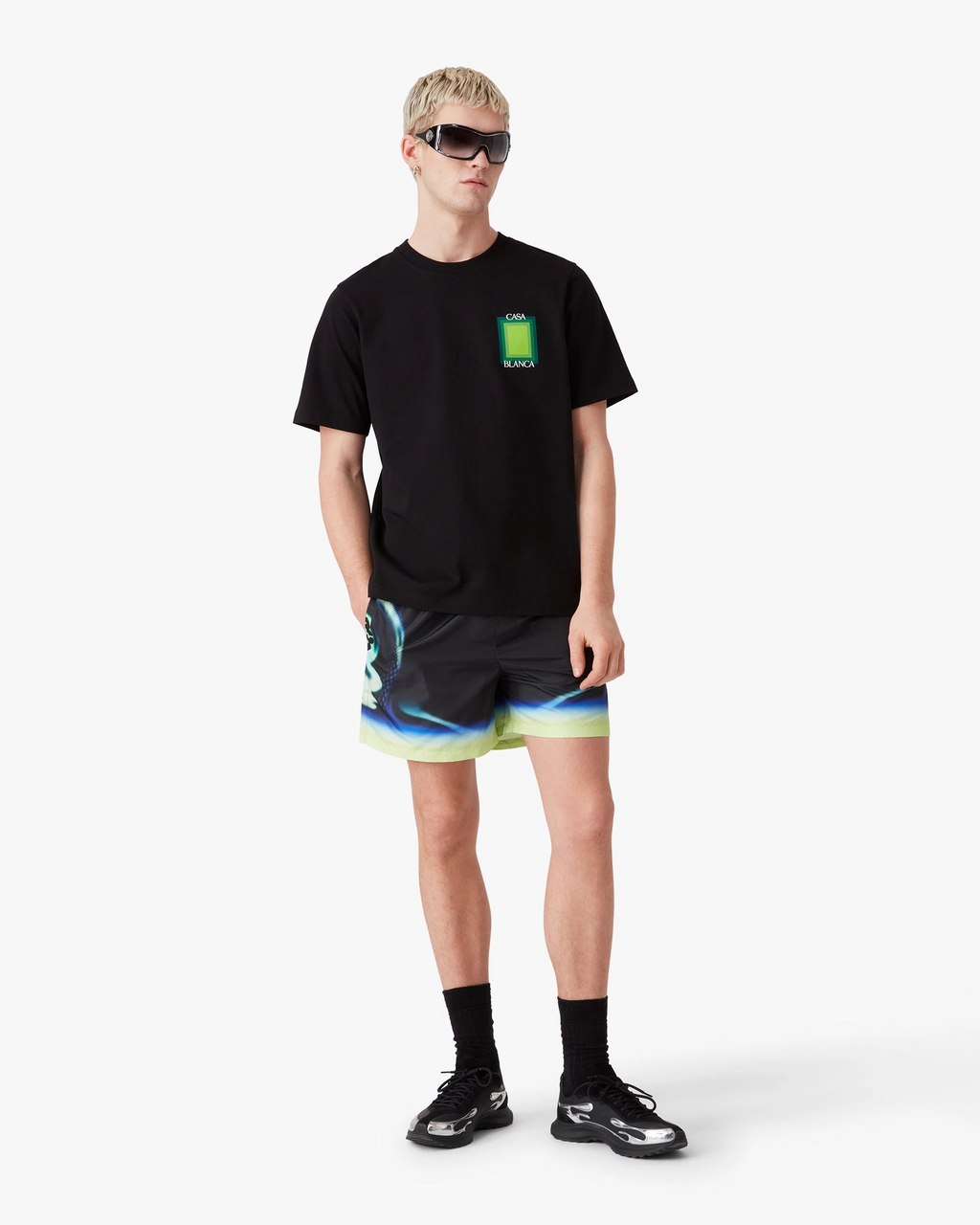 CASABLANCA CASA SQUARE LOGO SHORT SLEEVE T-SHIRT BLACK