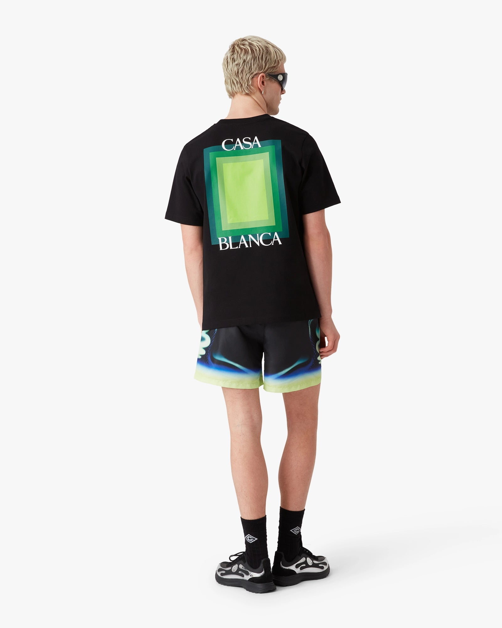 CASABLANCA CASA SQUARE LOGO SHORT SLEEVE T-SHIRT BLACK