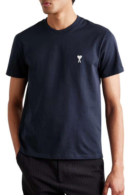 Ami Paris 'Ami De Coeur' Black Heart T-Shirt Navy