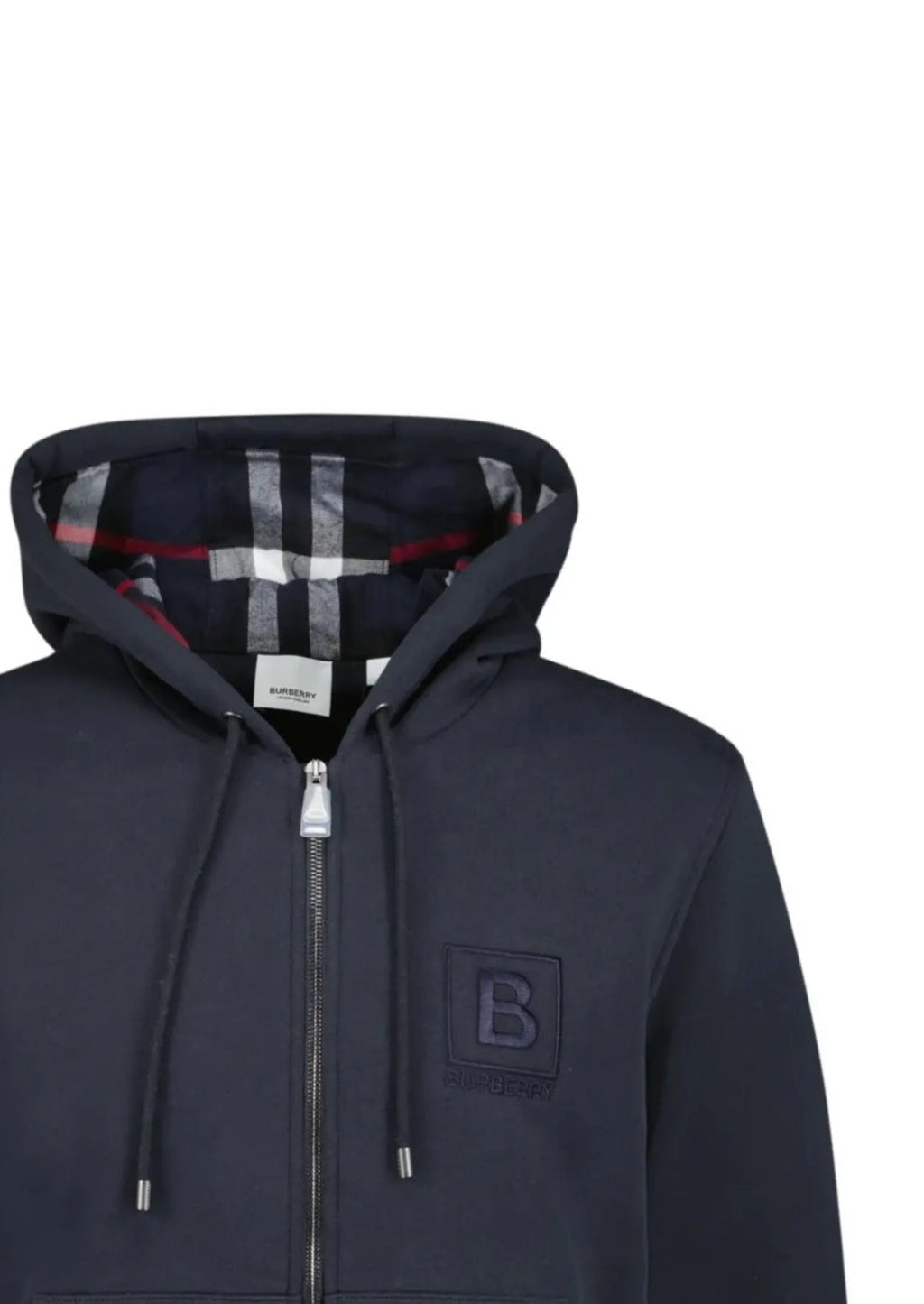 Burberry Check Zip Hoodie Navy Burberry