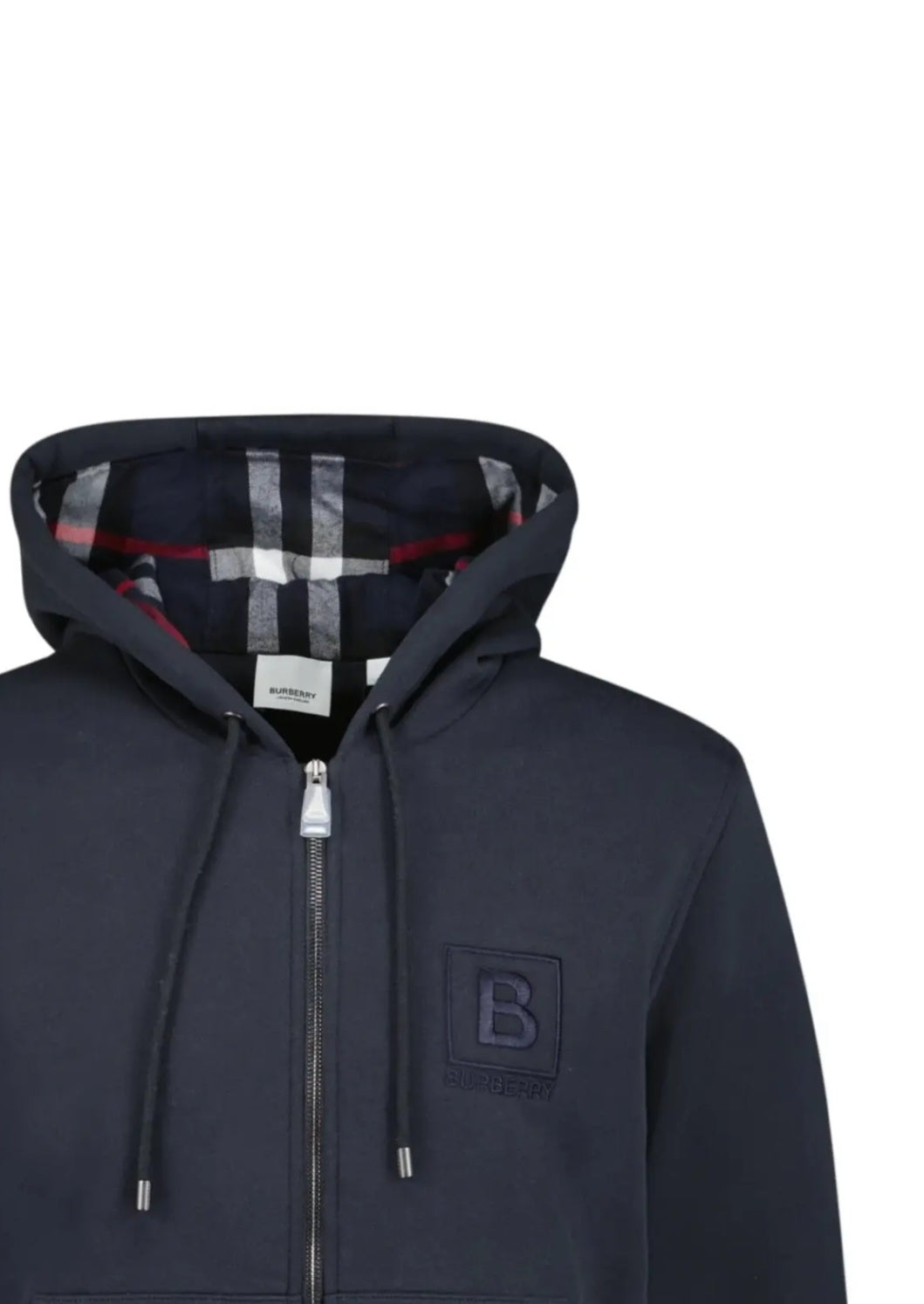 Burberry Check Zip Hoodie Navy Burberry