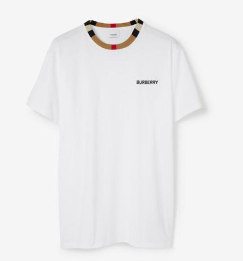 Burberry Check Logo T Shirt White Burberry