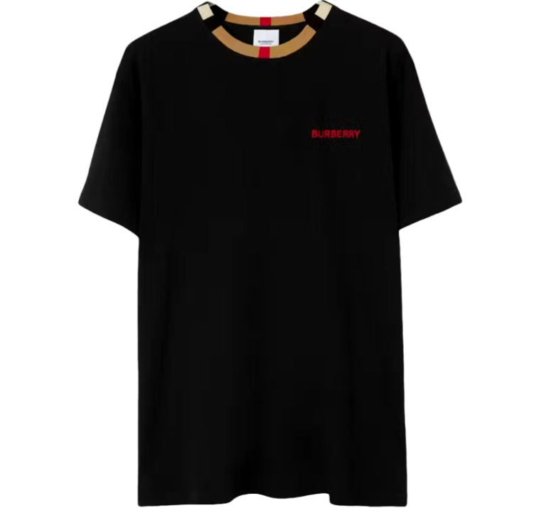 Burberry Check Logo T Shirt Black Burberry