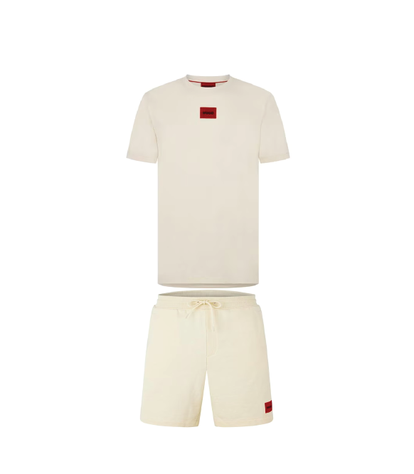 Hugo Boss Logo Shorts Set Beige Hugo Boss