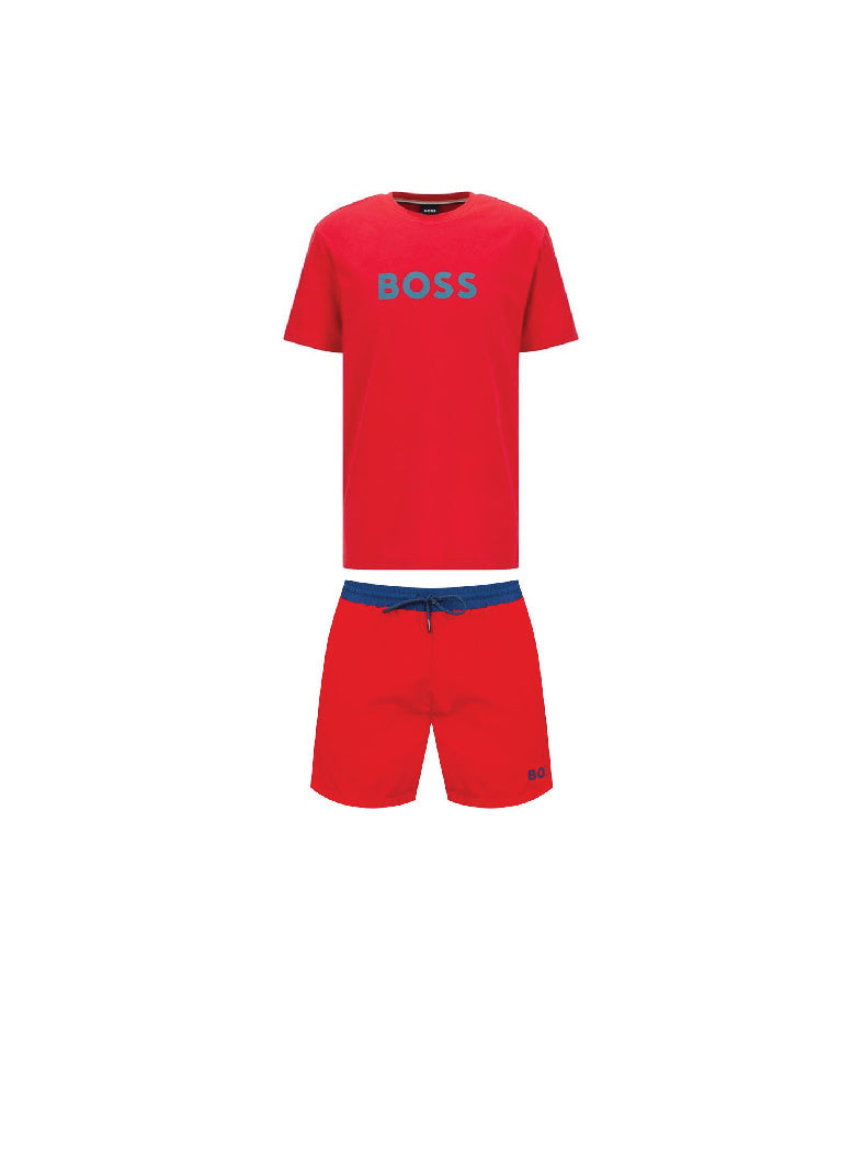 Hugo Boss Logo Shorts Set Red