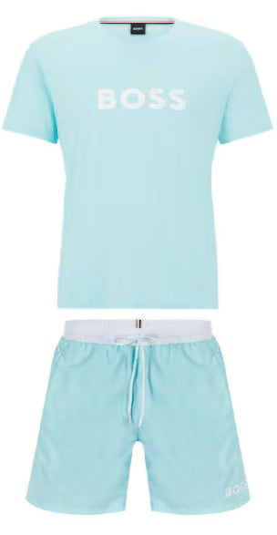 Hugo Boss Logo Shorts Set Aqua Hugo Boss