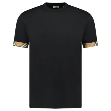 Burberry Ellison Check Sleeves T Shirt Black