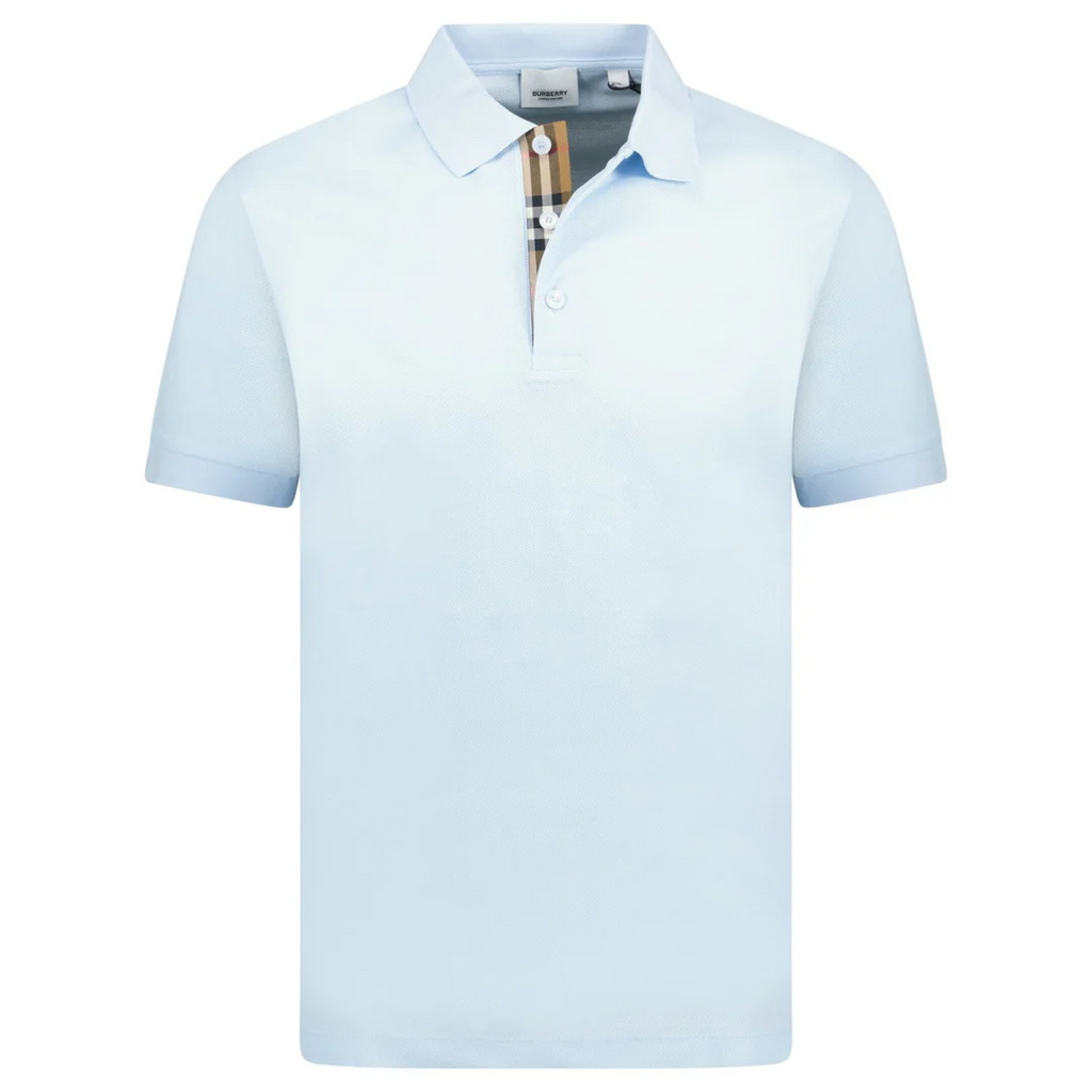 Burberry Check Logo Polo Pale Blue