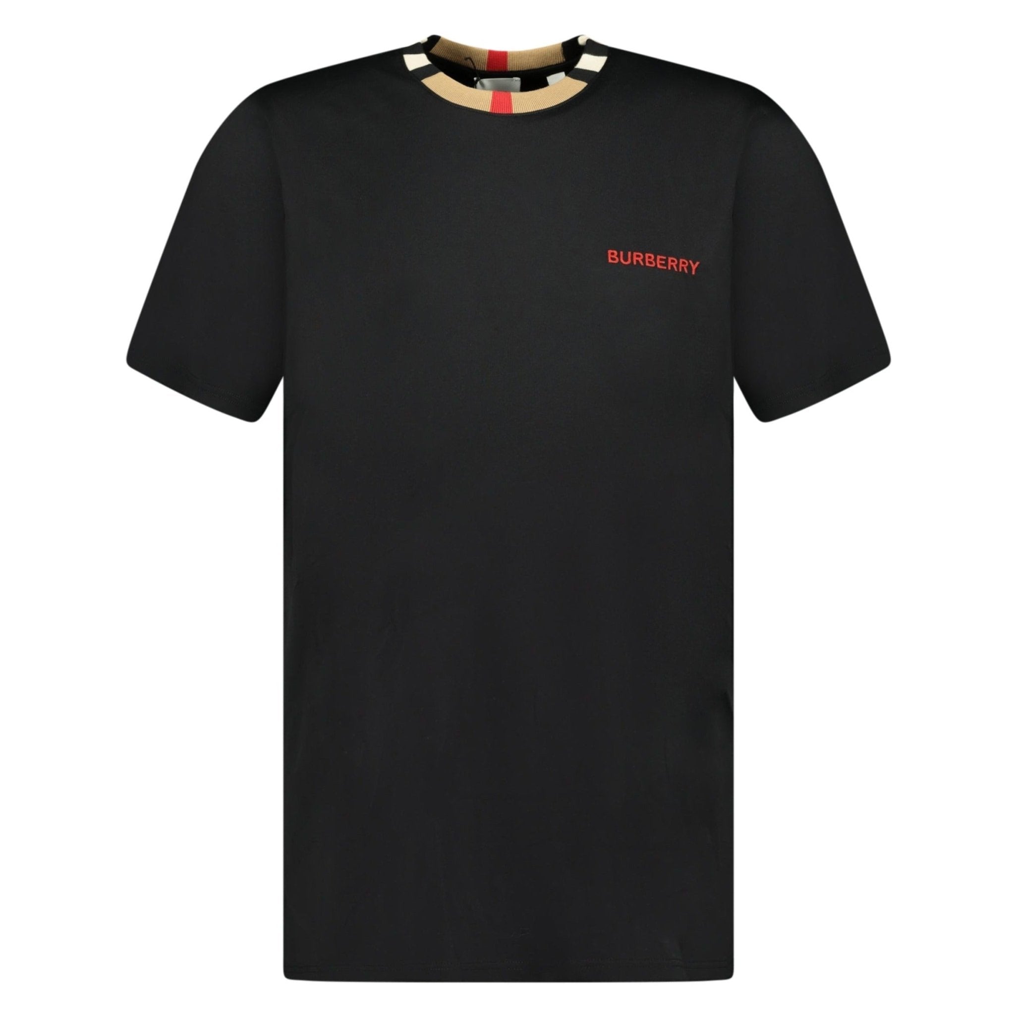 Burberry Check Collar Logo T Shirt Black Burberry