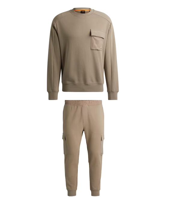 Hugo Boss Logo Cargo Tracksuit Brown Hugo Boss