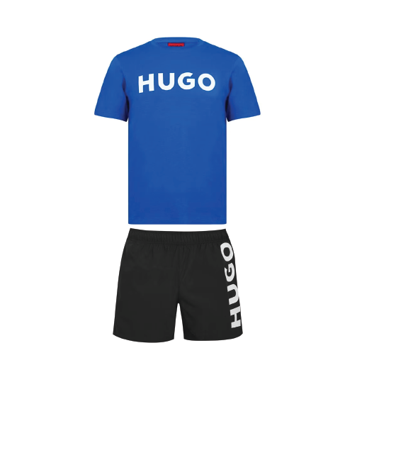 Hugo Logo Shorts Set Pastel Blue/Black Hugo Boss