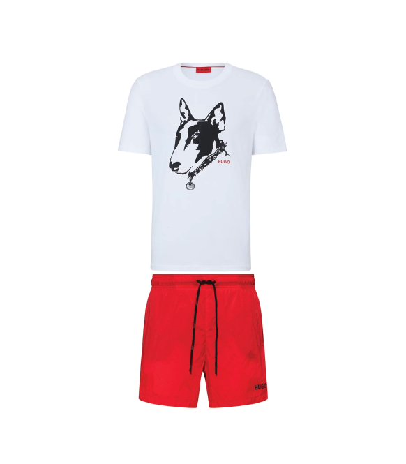 Hugo Bull Terrier Shorts Set White/Red Hugo Boss