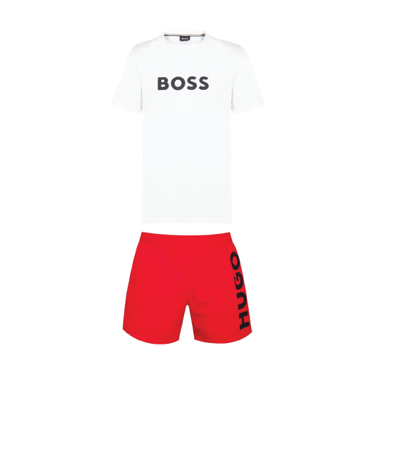 Hugo Boss Shorts Set Pastel Red/White Hugo Boss