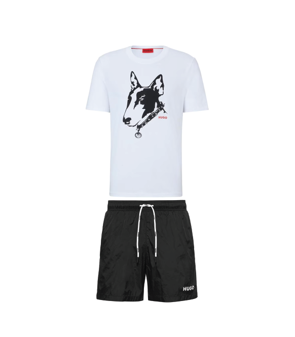 Hugo Bull Terrier Shorts Set White/Black Hugo Boss