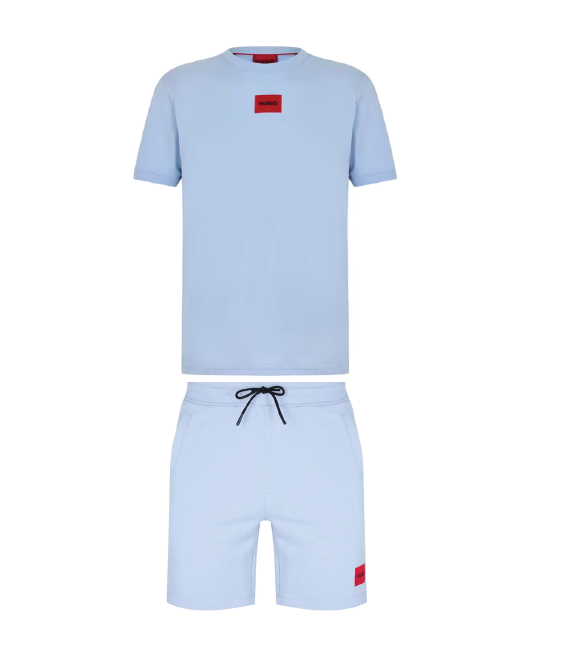 Hugo  Logo Shorts Set Pastel Blue Hugo Boss